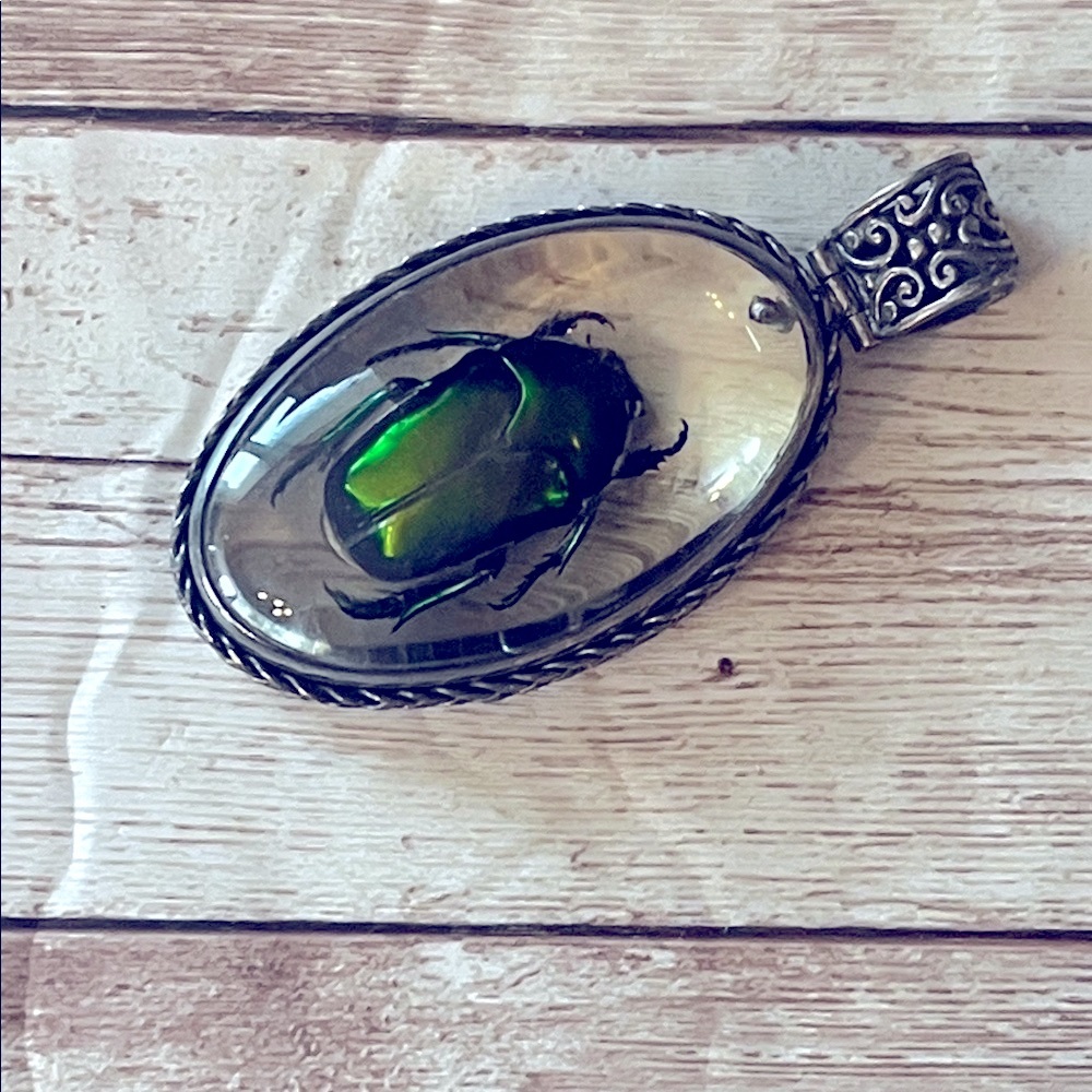 Green Beetle 925 Silver Pendant